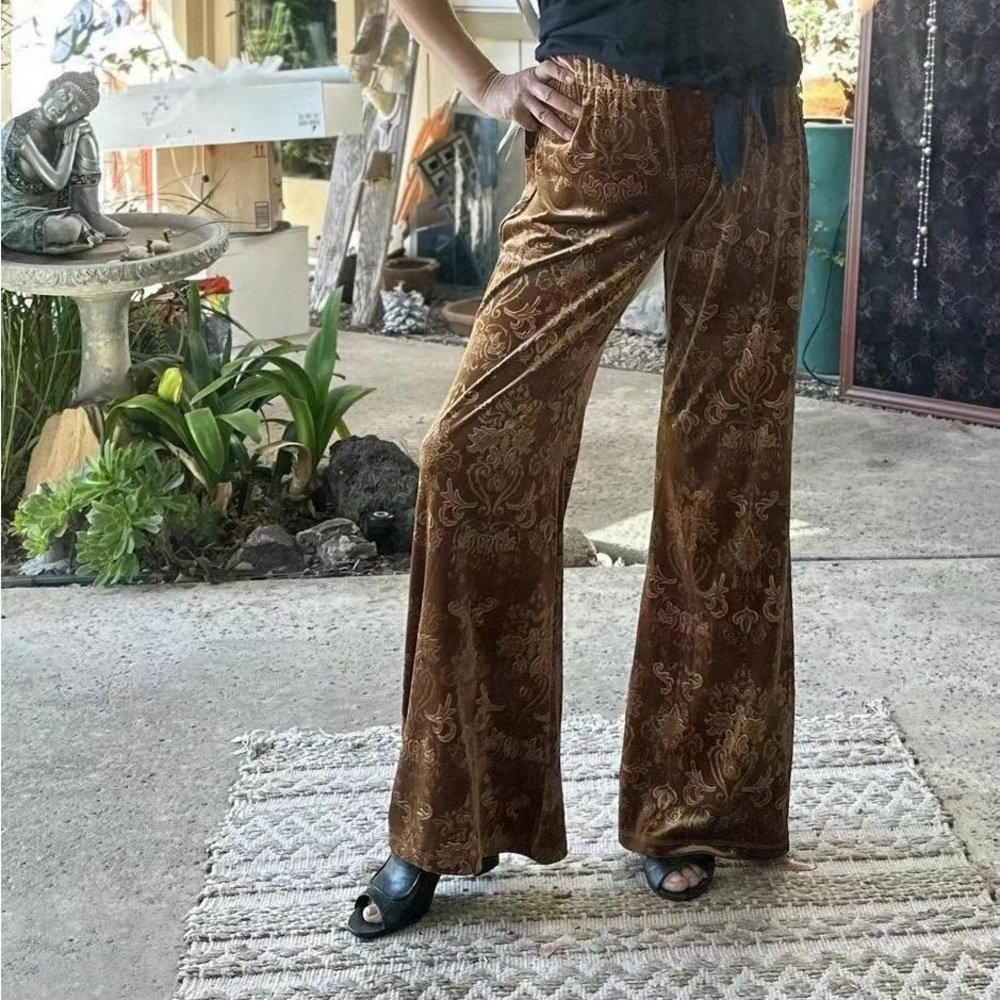 Beyond Yoga Brown Paisley Wide Leg Pants